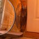 Brown smoked glass wall mirror - sconces & shelf - Italian design 1