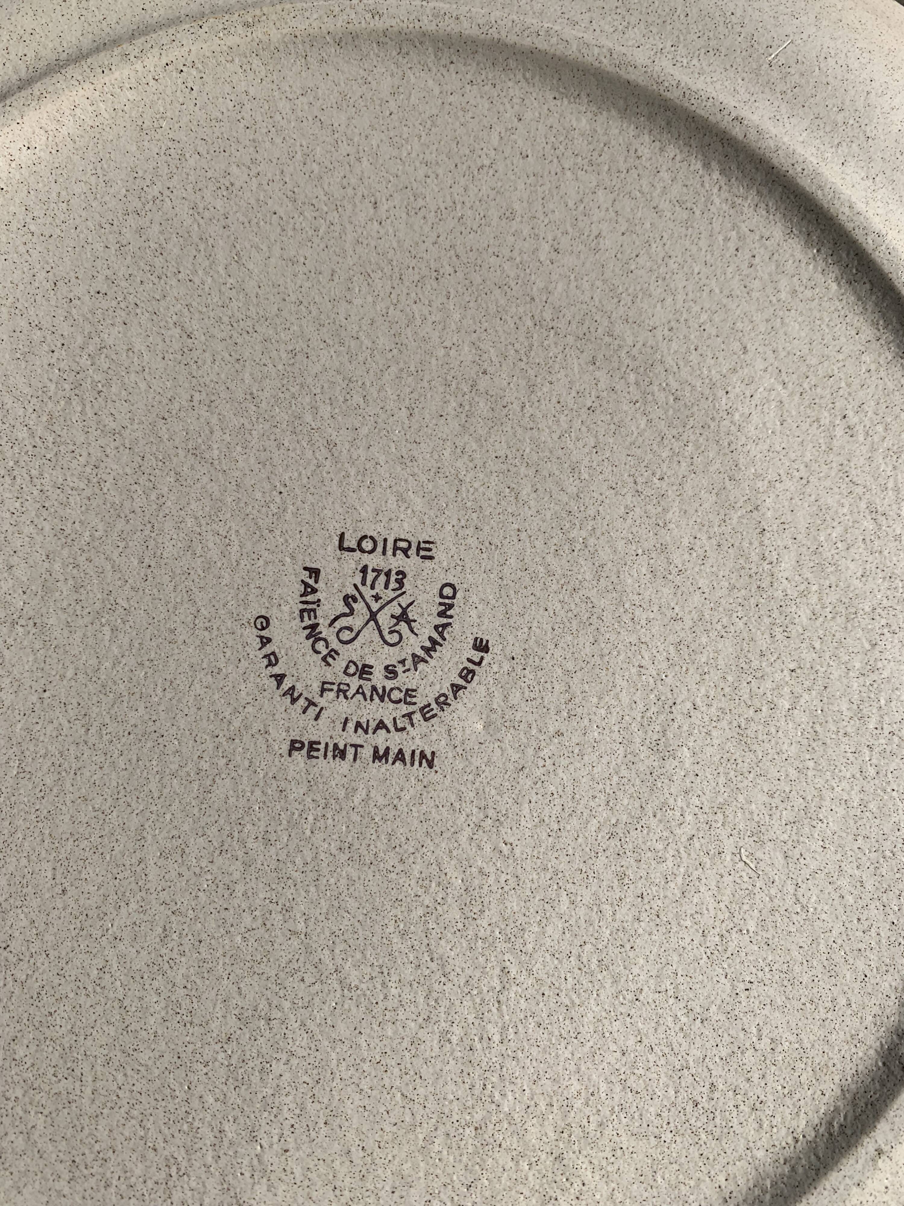 Loire ceramic cake dish 1713 Saint Amand earthenware France