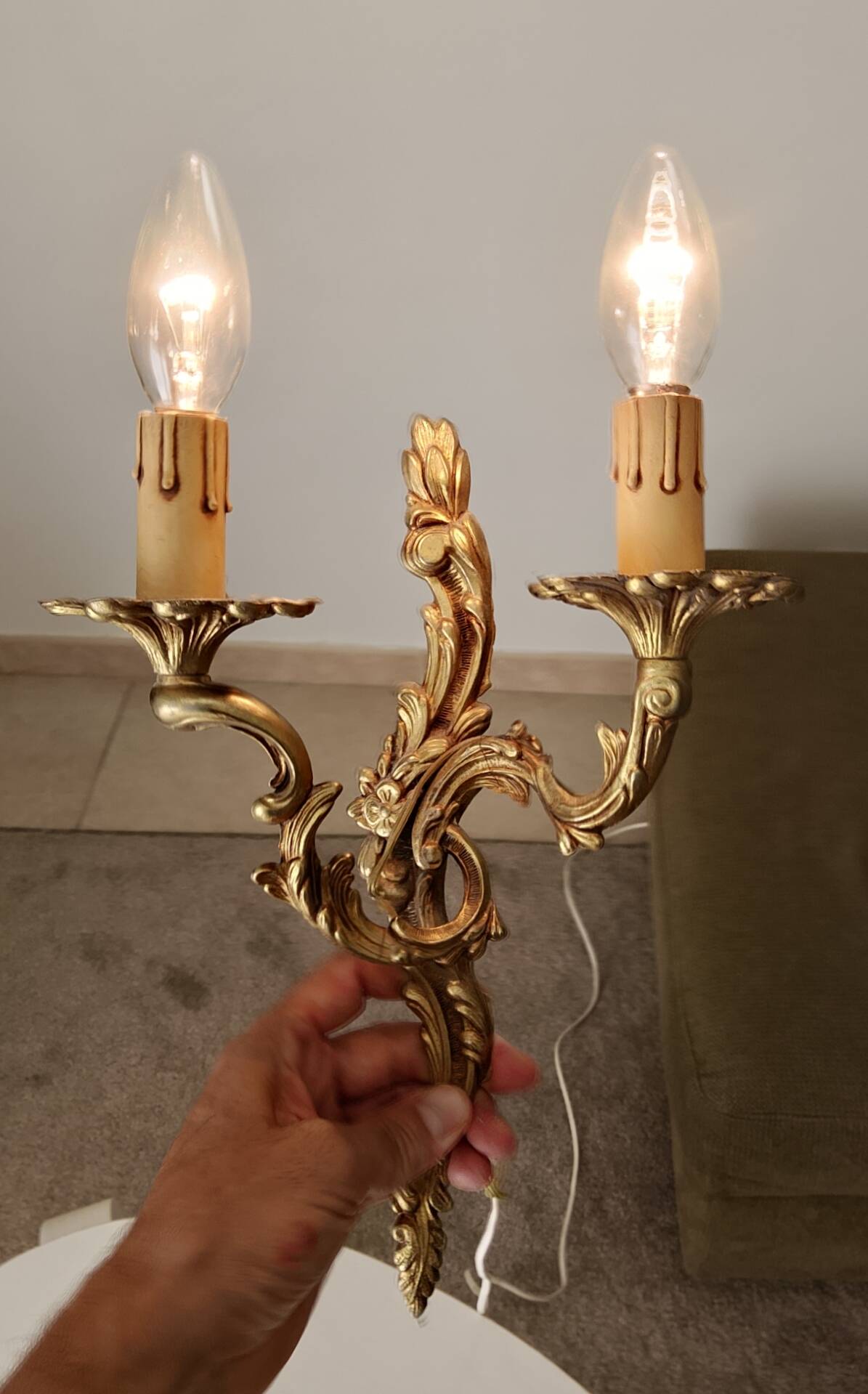 Pair of antique Rococo wall sconces in Louis XV style.