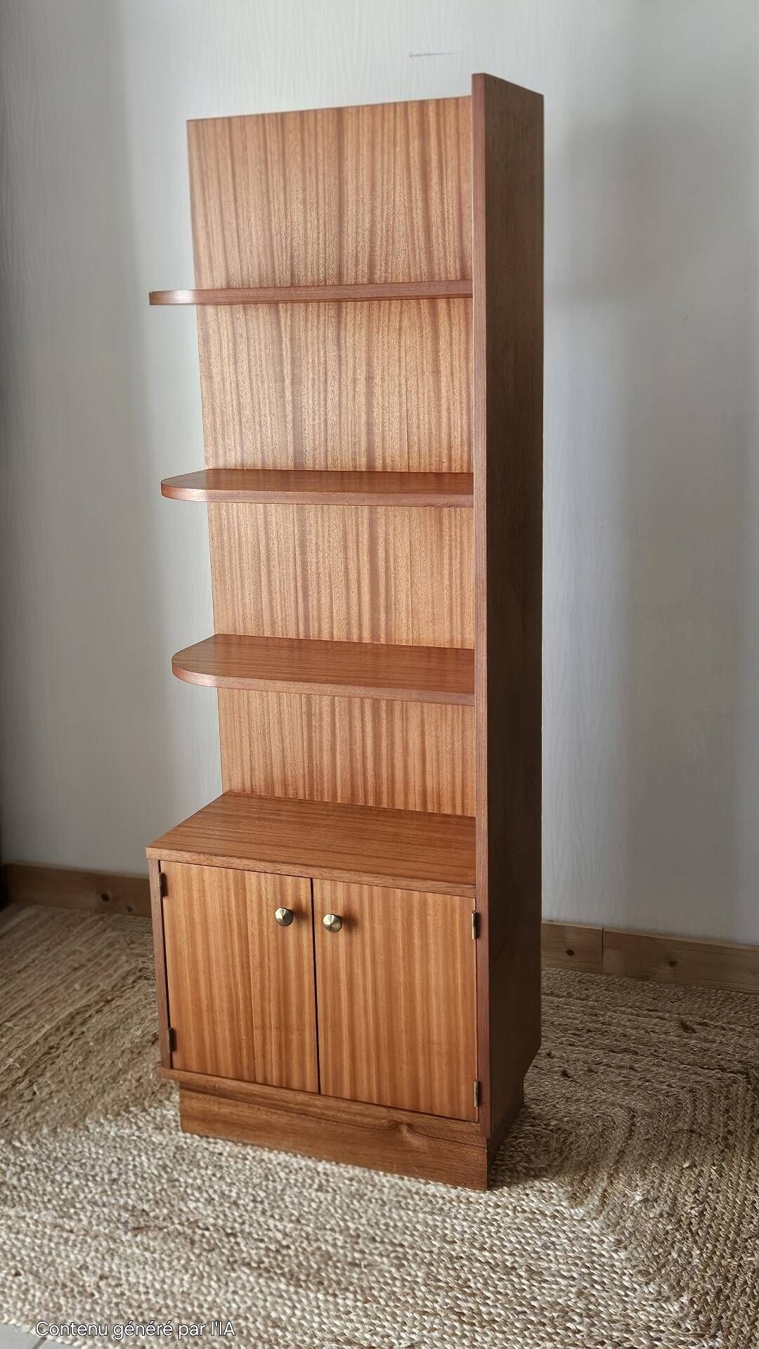 Vintage teak corner bookshelf