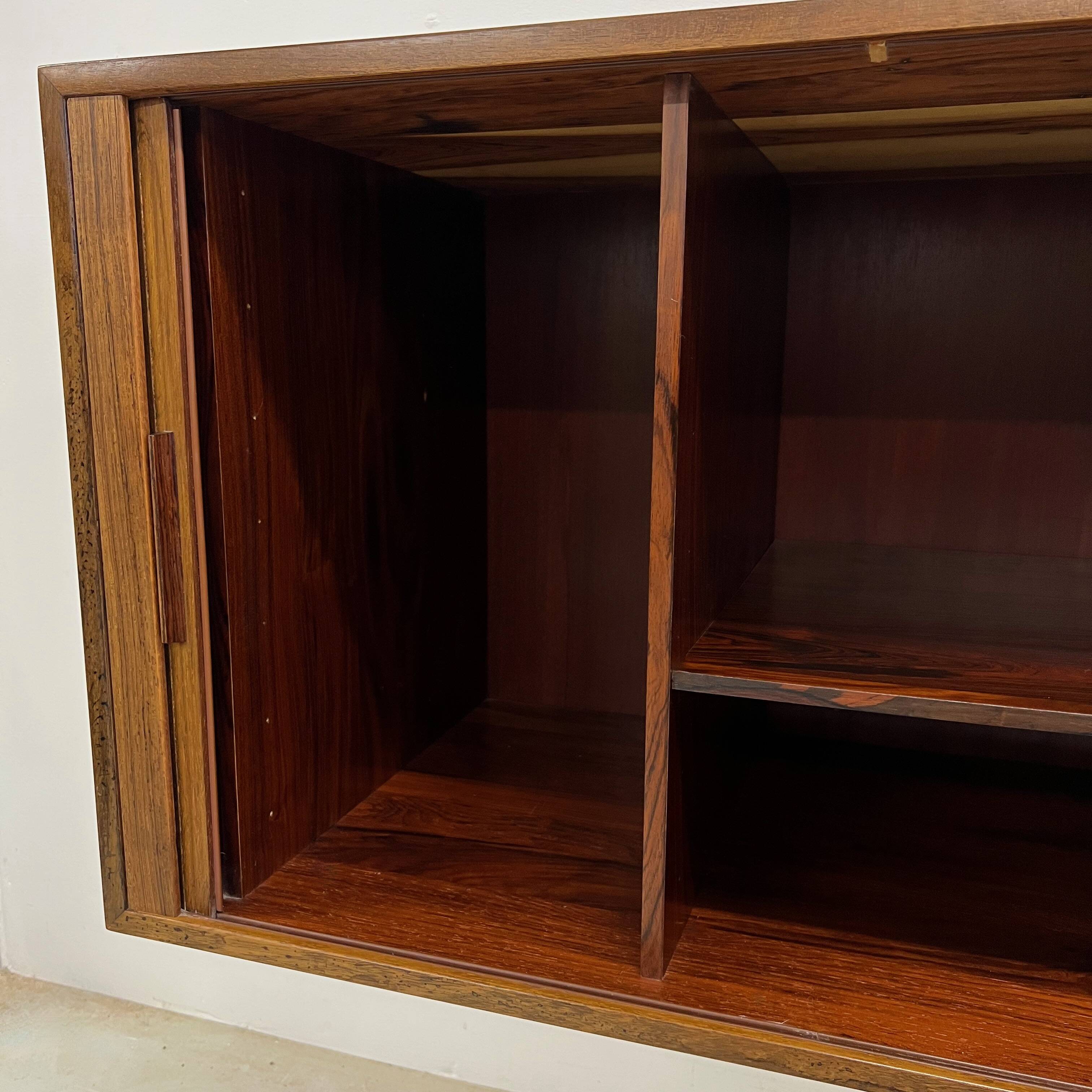 Rosewood Tambour Door Cabinet By Kai Kristiansen For Feldballes