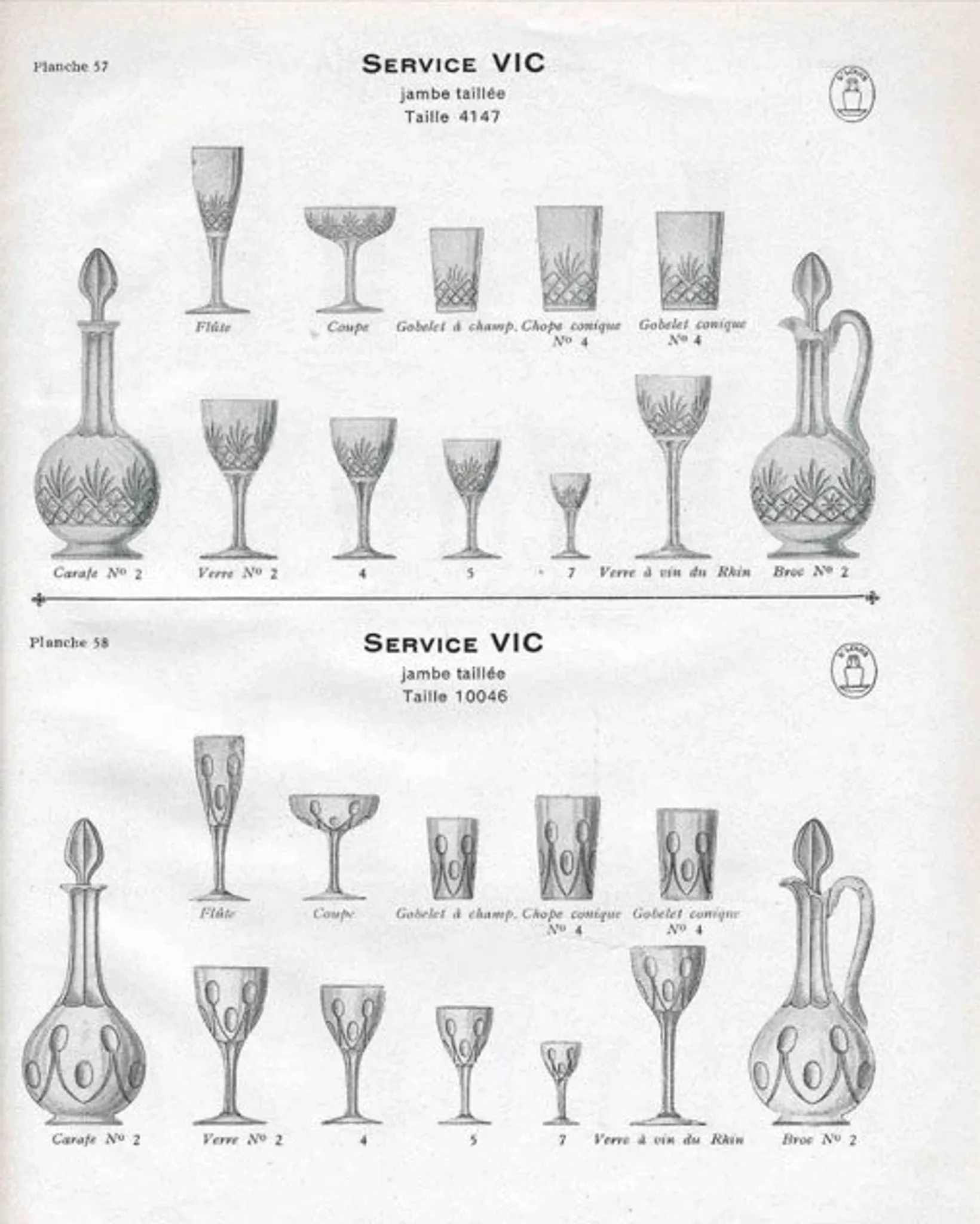 Cut crystal wine carafe Saint-Louis model VIC Massenet 1930 H34cm