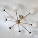 Lustre de style Stilnovo en laiton, métal et verre, années 1960