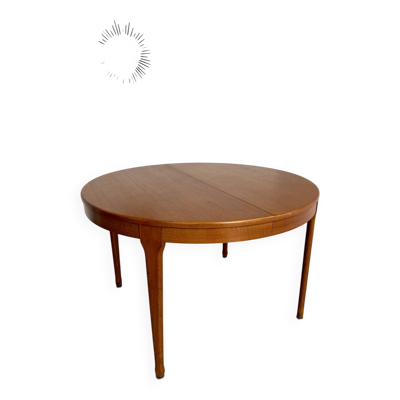 Table ronde extensible en teck design français  Meubles TV Paris  1960