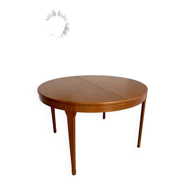 Table ronde extensible en teck design français  Meubles TV Paris  1960