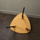 Tripod coffee table with floral design from the 1950s in brass metal and decorative top.