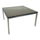 Table basse carrée chrome et verre fumée années 70