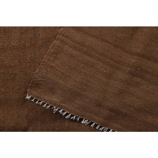Vintage Turkish Hand-Knotted Wool Cotton Brown Kilim Area Rug 130x187