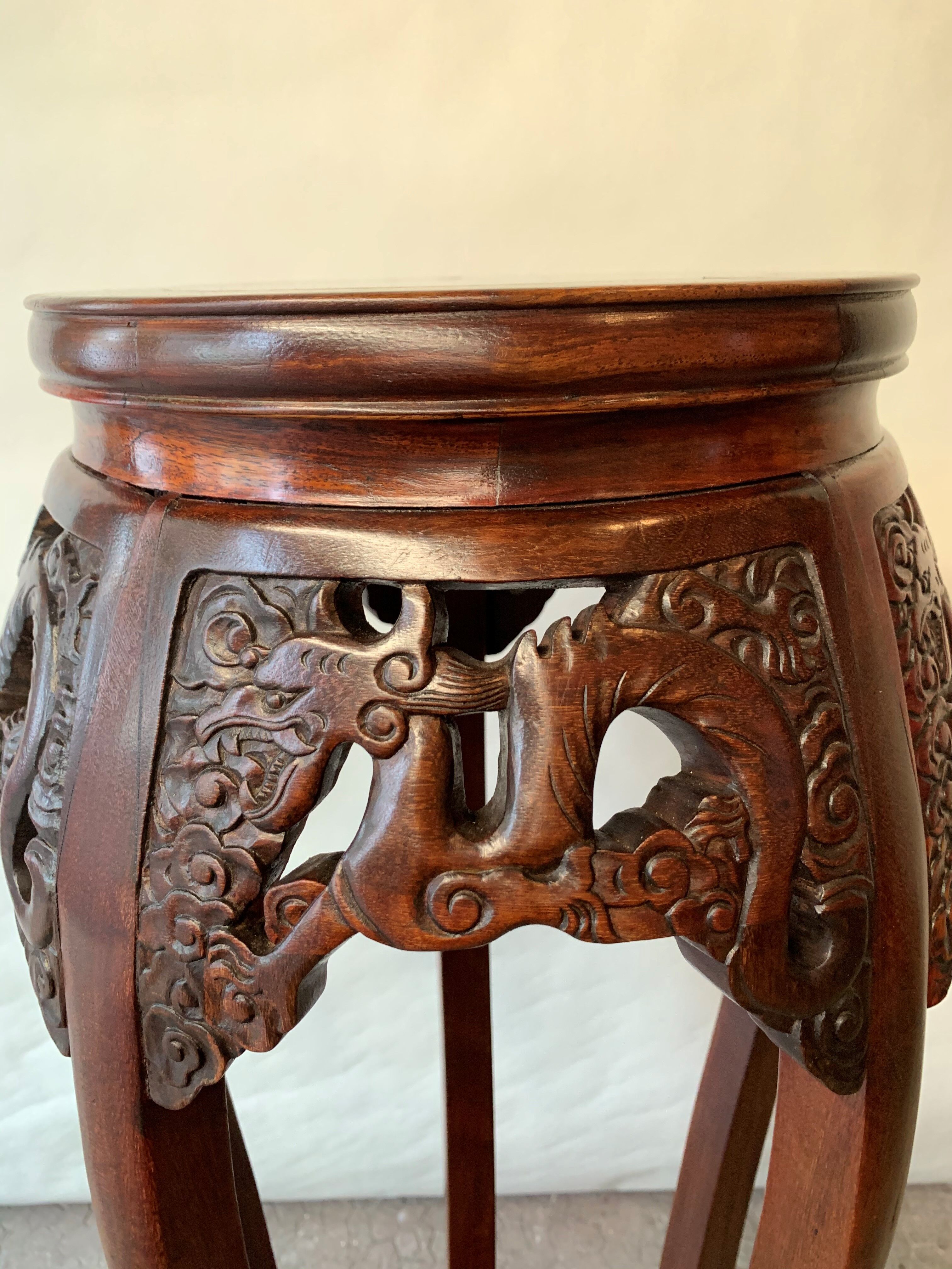 Chinese wood and marble side table