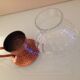 Hammered red copper candle holder and glass/vintage 60s/70s