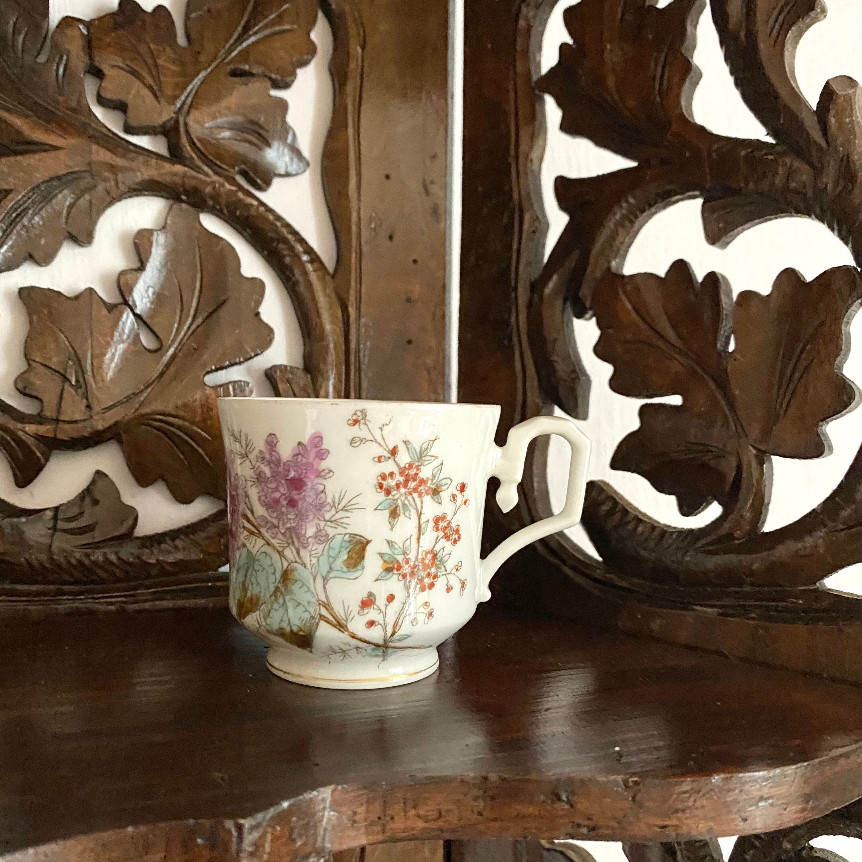 Carved wooden wall shelf