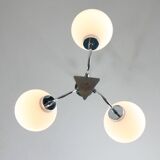 Vintage italian chrome and opaline chandelier, 70s