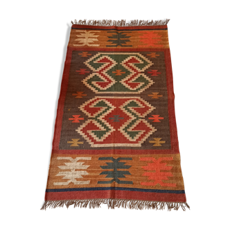 Tapis kilim en coton et toile de jute 90x160cm