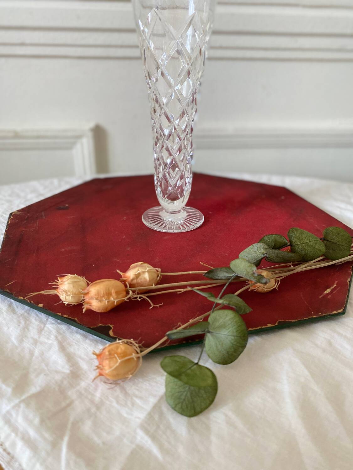 Small vintage crystal soliflore vase