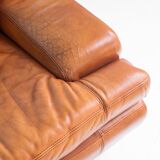 Vintage three-seater leather sofa. Edition by Roche Bobois. France, 70s-80s