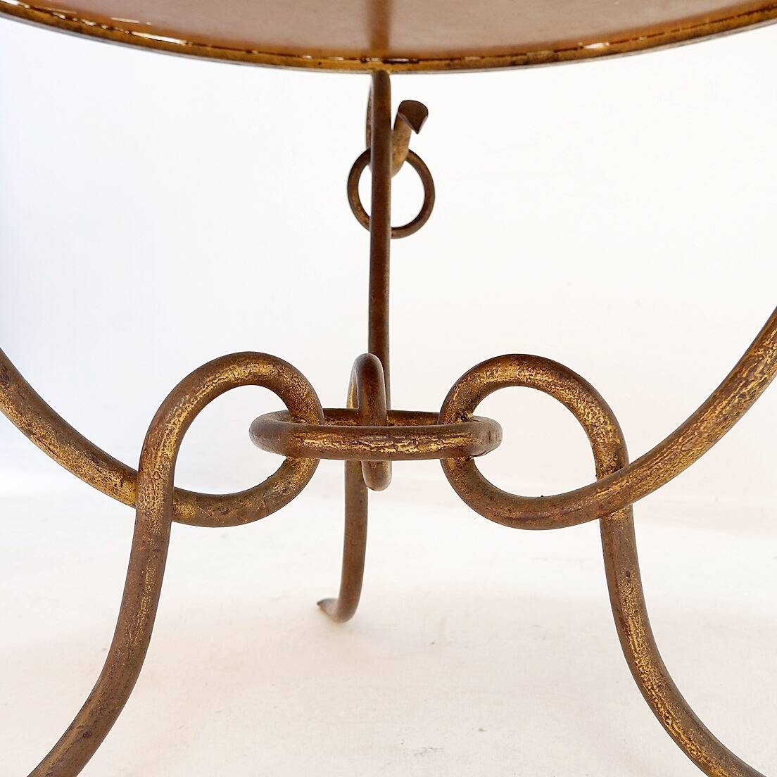 Gilded iron coffee table by René Drouet - 1940s