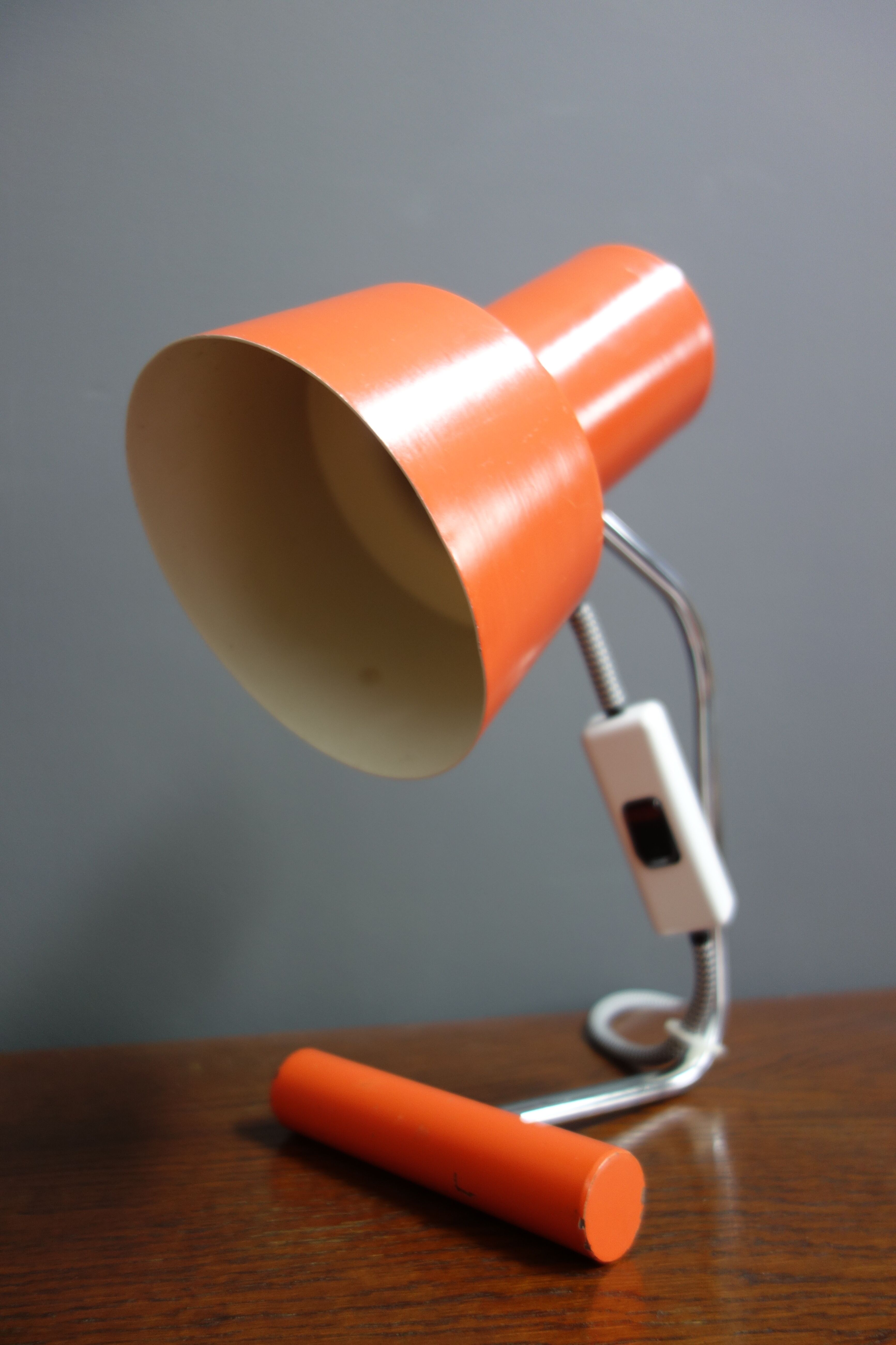 Orange desk lamp by Josef Hurka for Napako 1970