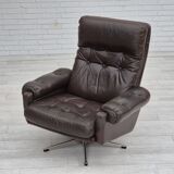 1970s, Danish swivel chair, original condition, brown furniture leather.