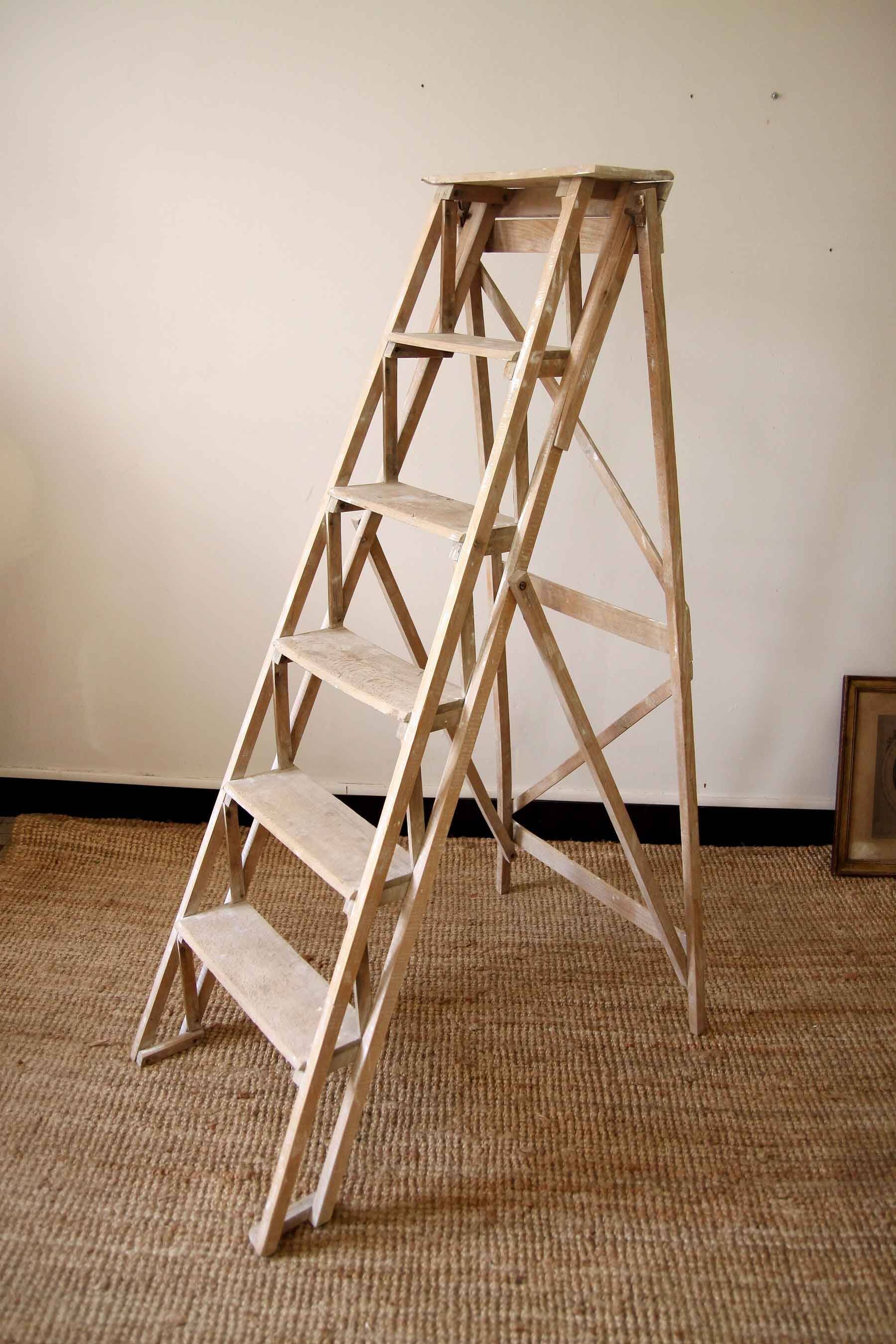 Old wooden painter's step ladder