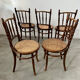 Lot 6 old vintage wooden bistro chairs brand Fischel early 20th century