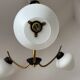 Vintage chandelier 3 fires in brass and opaline, circa 1960