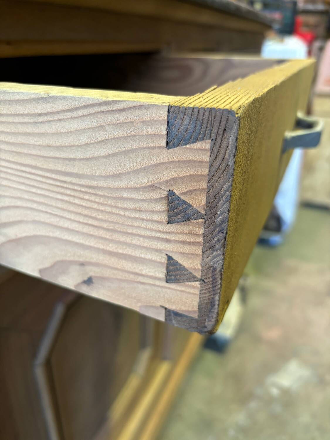 Art Deco raw wood sideboard