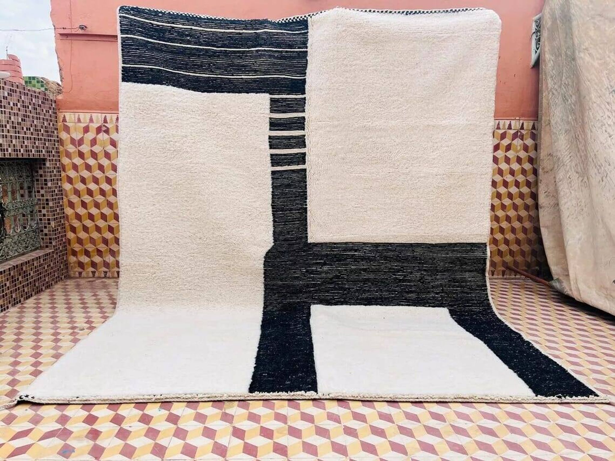 Tapis berbere en laine naturelle