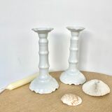 Pair of porcelain candle holders