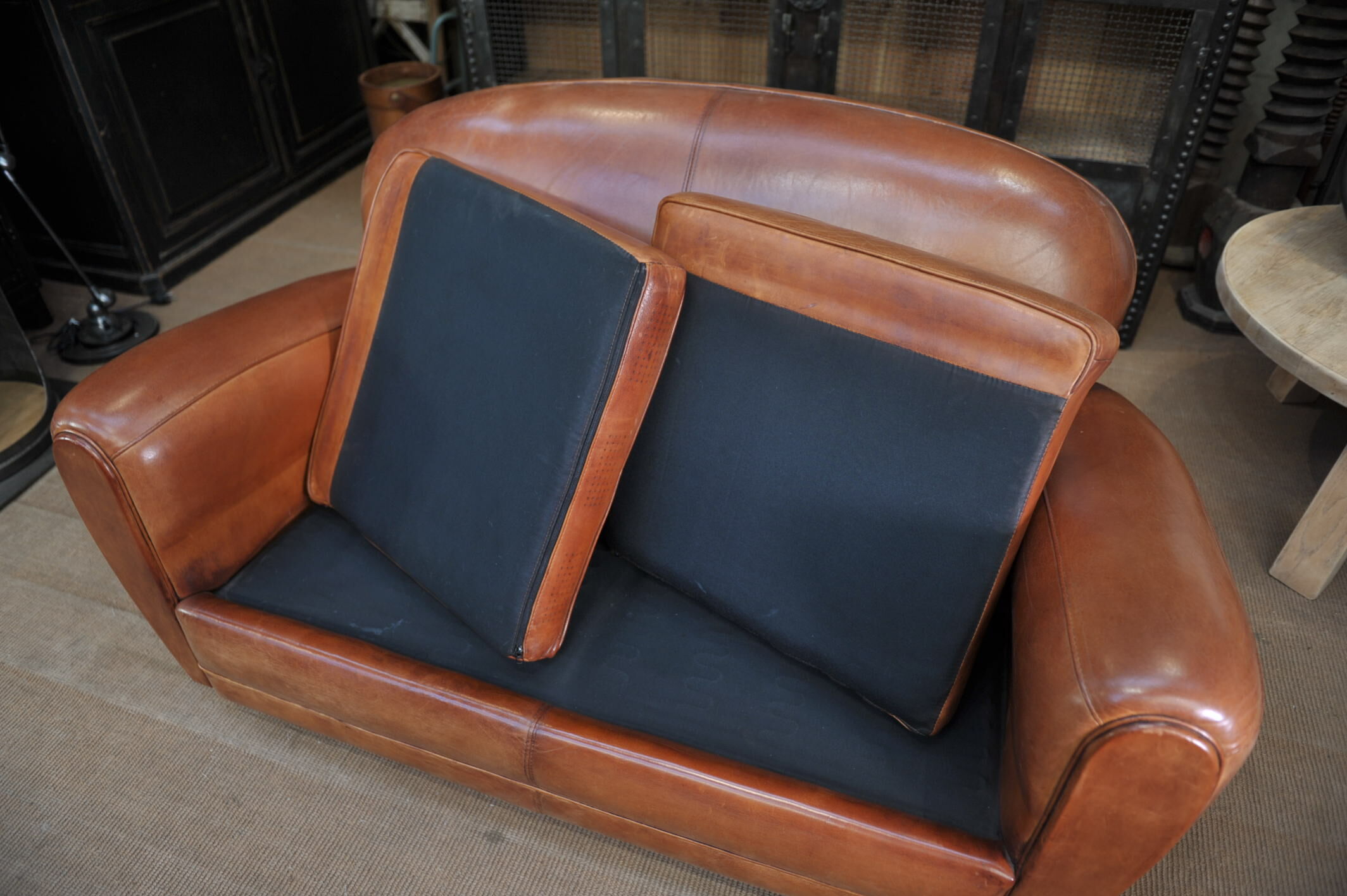 Vintage 3-seater leather club sofa