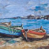 Peinture à l'huile sur bois marine
