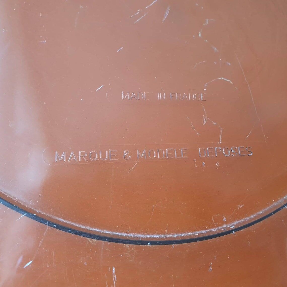 Miroir brun rond plexiglas années 70 35cm