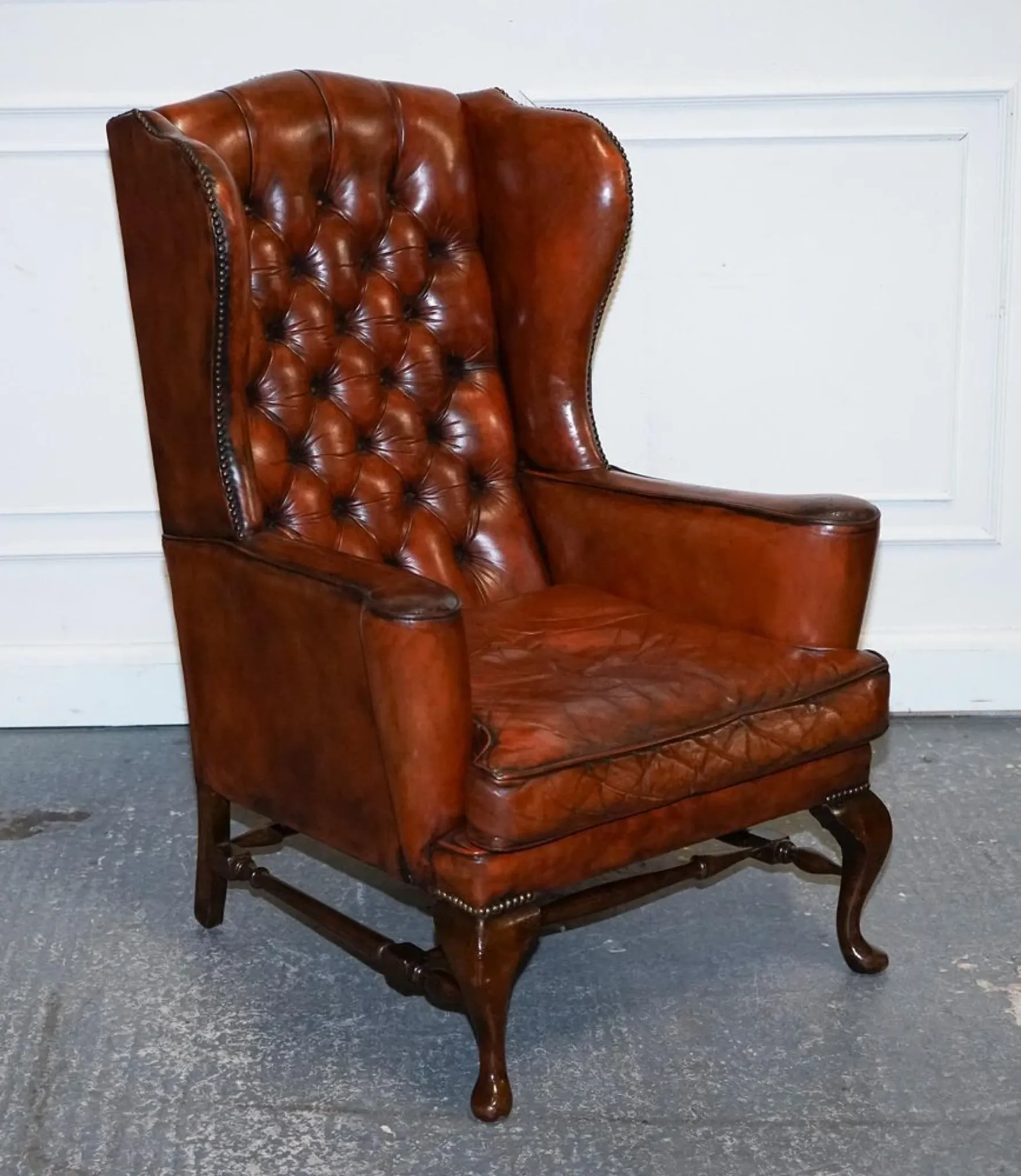 Chesterfield Wingback Armchairs with Flat Arms by William Morris, Set of 2