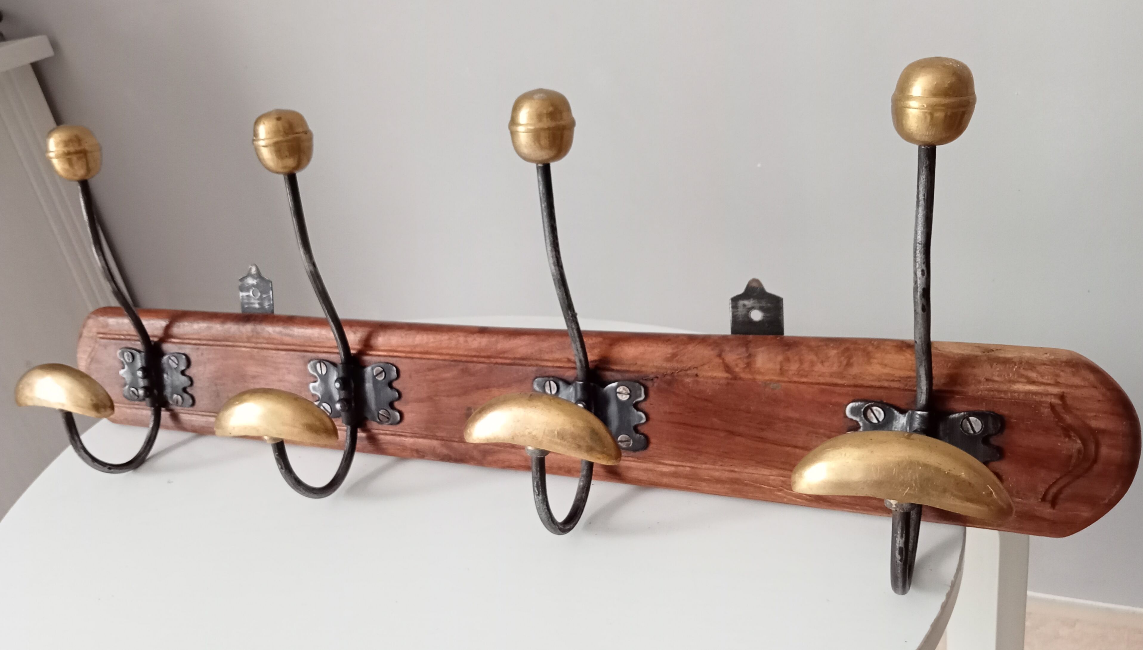 Old coat rack in solid brass