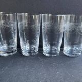 4 Engraved crystal fruit juice glasses