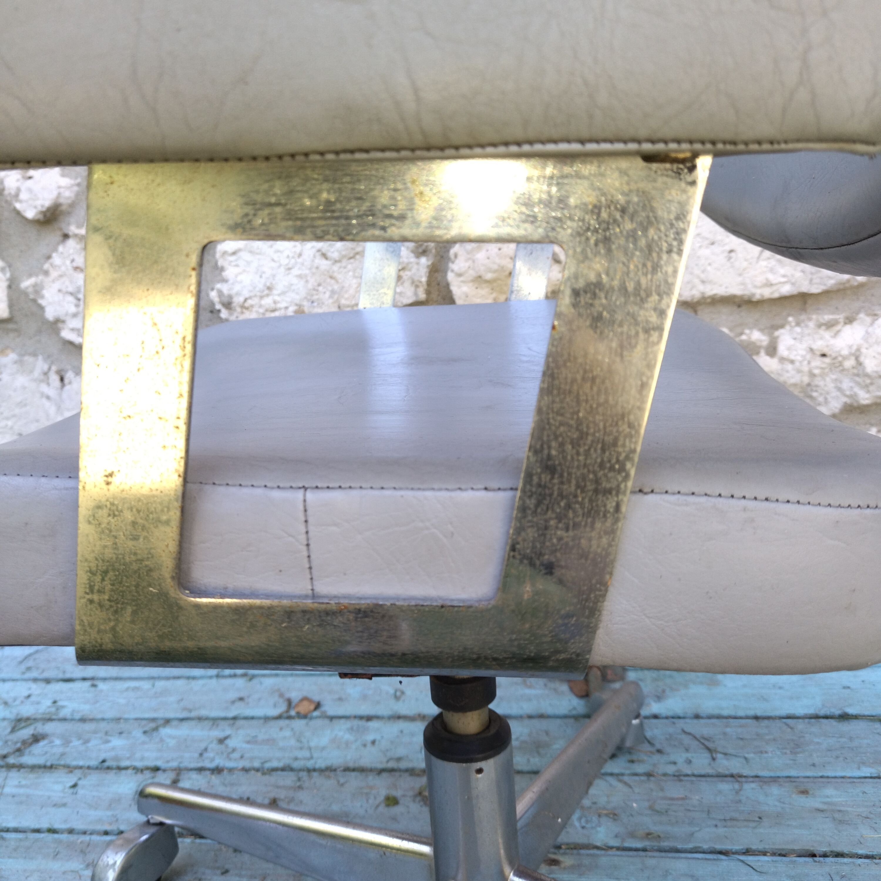 Swivel office chair, adjustable chrome skaï 60s 70s