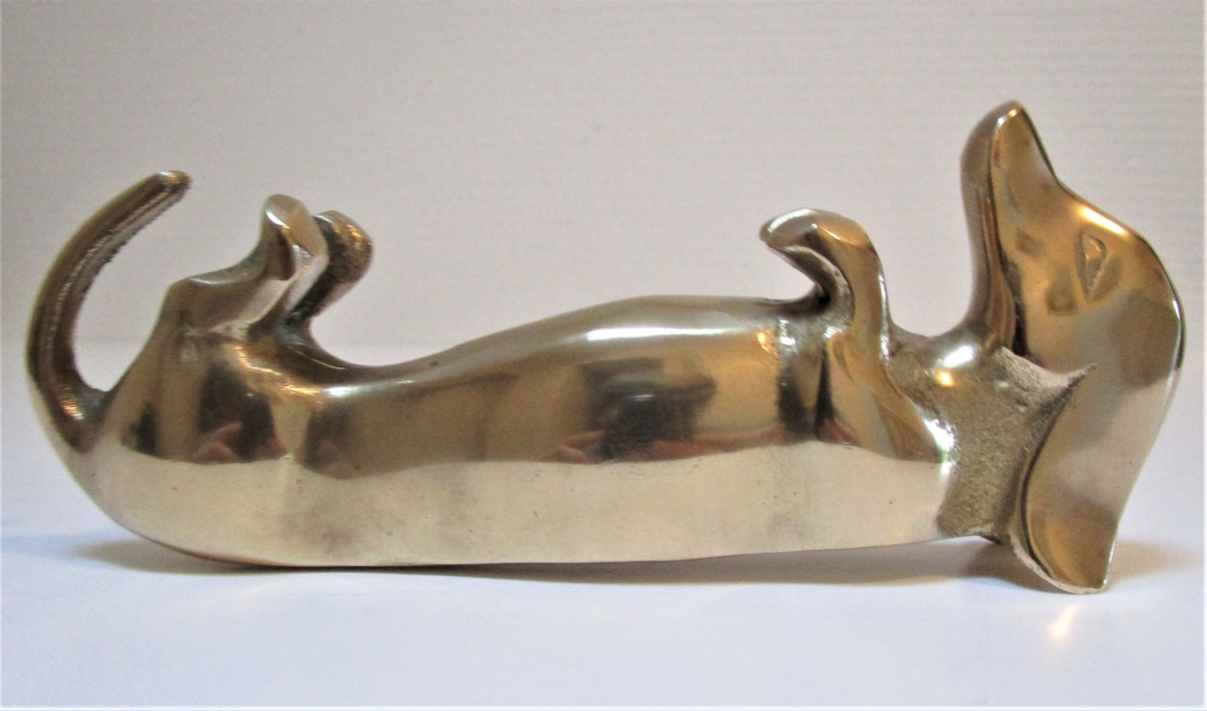 Dachshund solid brass vintage zoomorphic paperweight 60s-70s