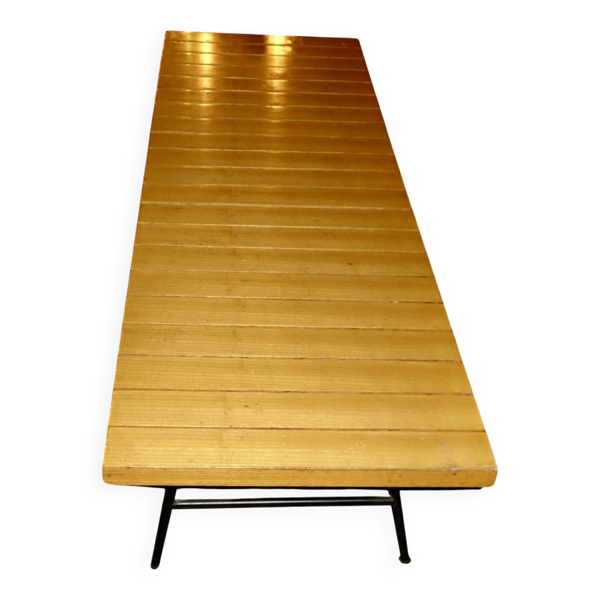 Table basse alain richard (1926-2017), table model 201, tray in wood slats