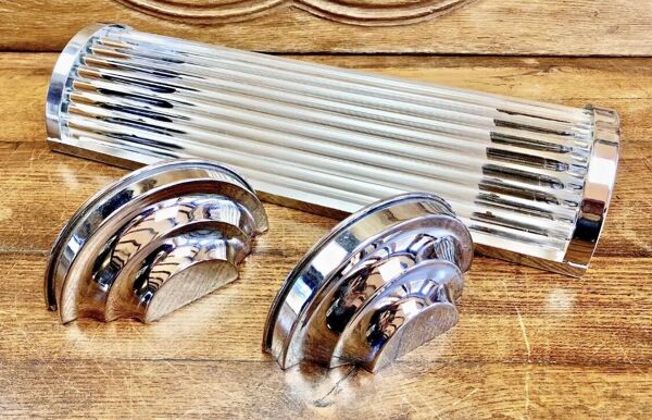 Applique chrome et tubes de verre Petitot Genet et Michon c 1950