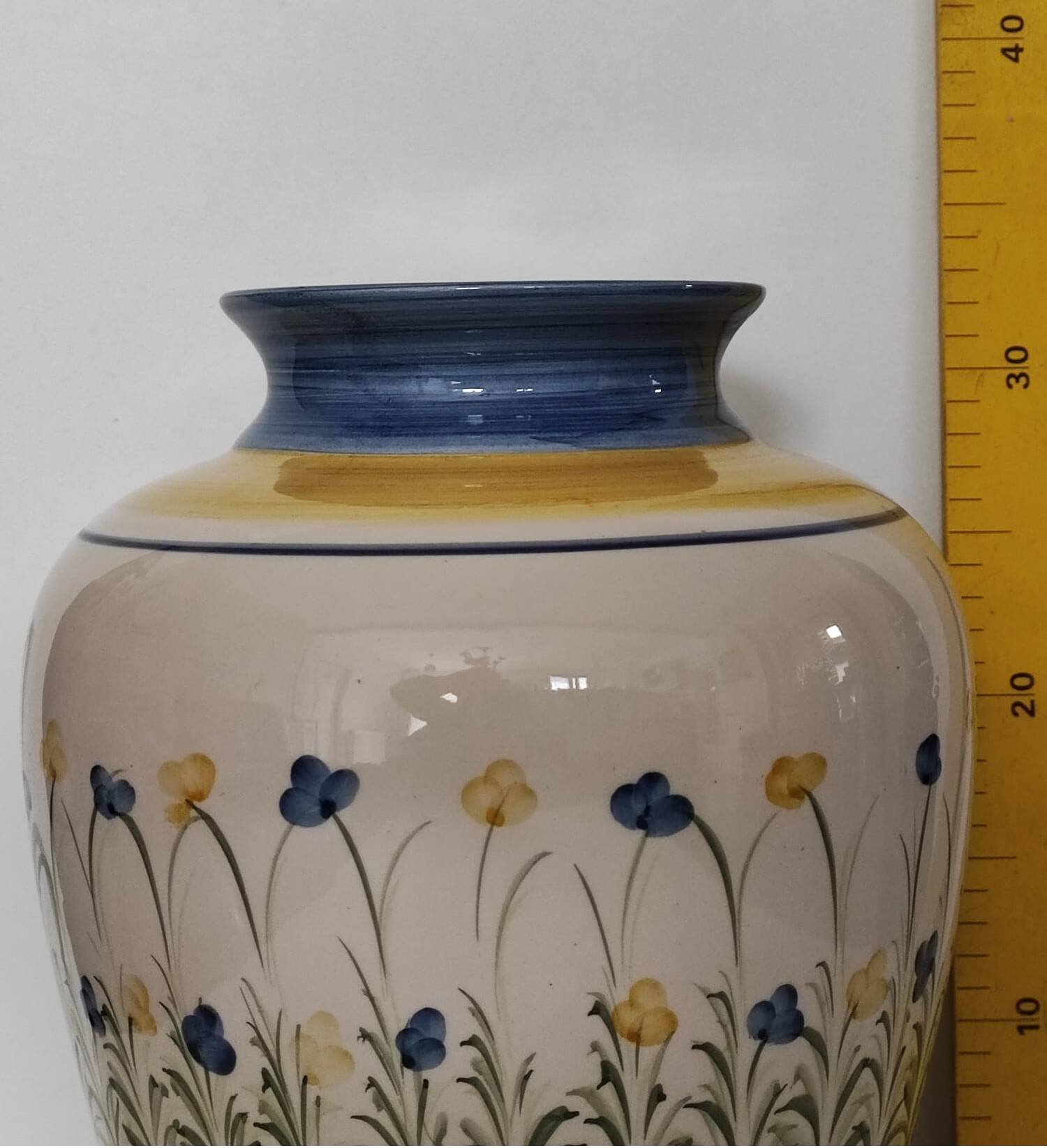 Hand-painted ceramic vase with floral decoration – H 33 cm