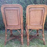 4 Perret and Vibert bamboo and rattan chairs