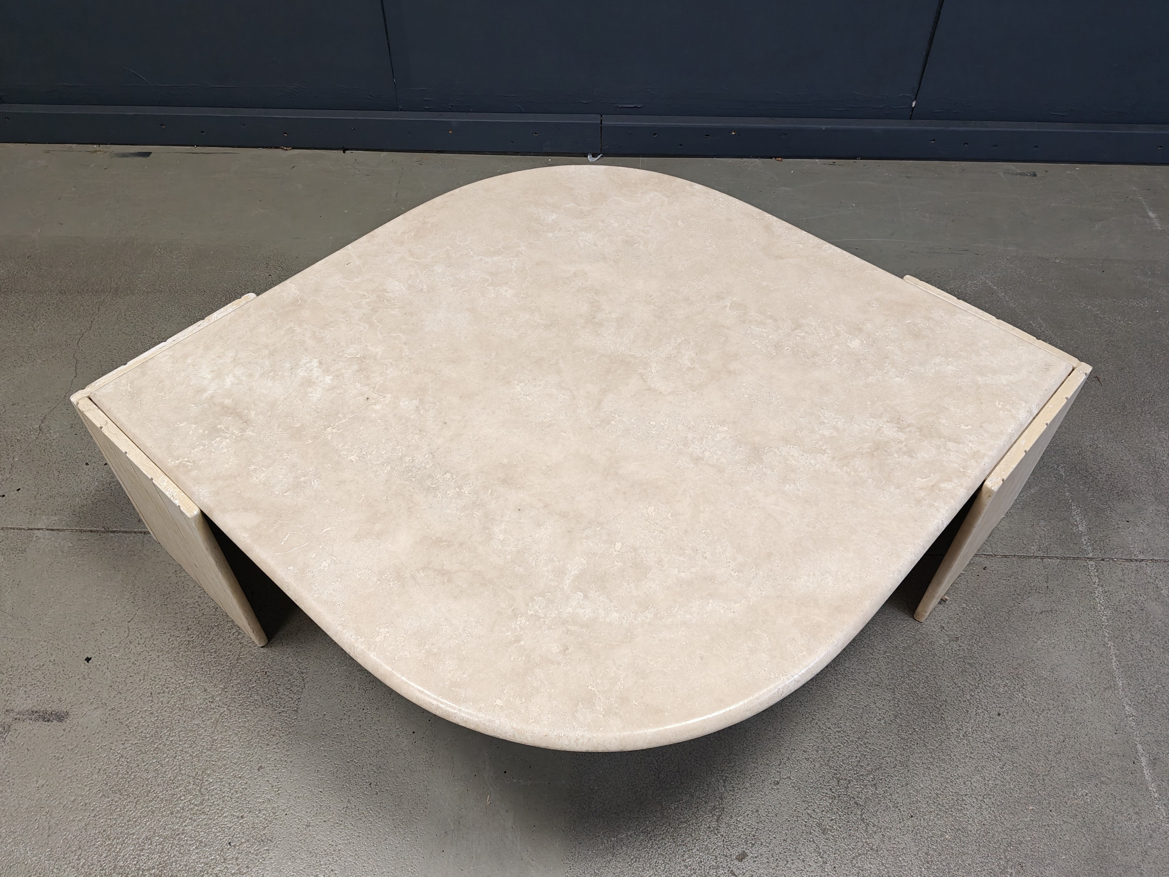 Vintage travertine coffee table by Roche Bobois, 1970s