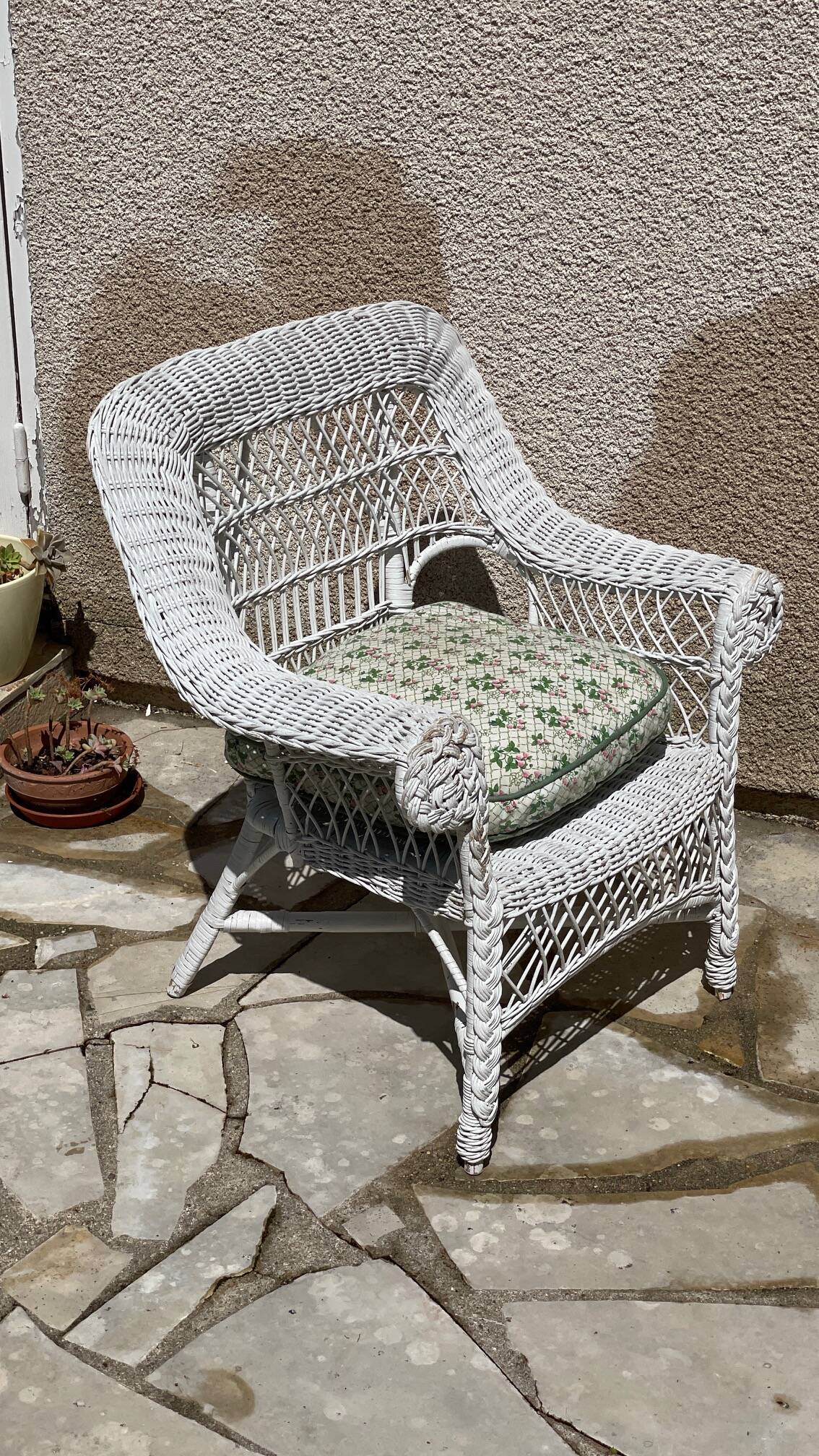Vintage rattan kids armchair