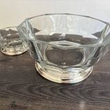 Crystal and silver-plated metal salad bowl and ramekin