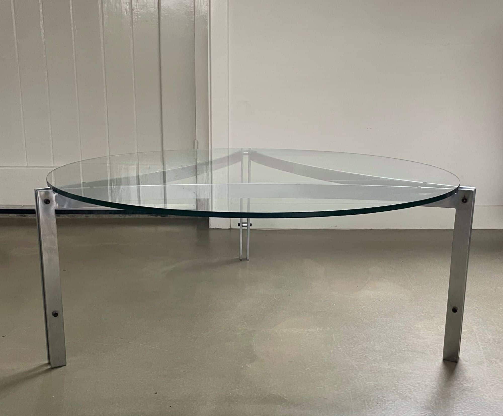 Solid steel and glass coffee table, 1960s