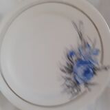 Set de 10 assiettes creuses en Sarreguemines fond blanc avec fleurs bleues