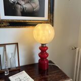 1970s Red and White Glass Space Age Lamp