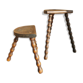 Paire de tabourets tripodes