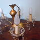 Suspension 5 lights, gold metal, glass cups with glass grapevines