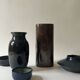 Large ovoid vase circa 1950 in tenmoku glazed ceramic