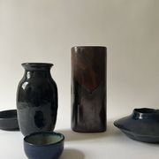 Grand vase ovoïde vers 1950 en céramique émaillée tenmoku
